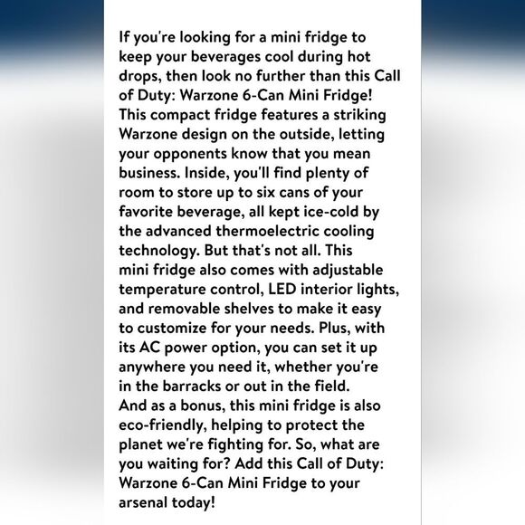 Call Of Duty War Zone 6-Can Mini Fridge - Picture 7 of 9